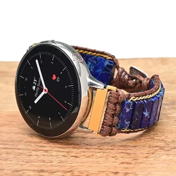 Простые ремешки 20мм 22мм для Samsung Galaxy Watch 42мм 41мм с синим камнем для женщин и мужчин, роскошный браслет-ремешок для Huawei Xiaomi Huami