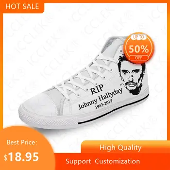 Кроссовки Frech Star Johnny Hallyday с высоким берцем, мужская Женская повседневная обувь для подростков, парусиновые кроссовки для бега с 3D-принтом, легкая обувь