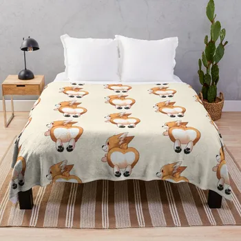 Винтажное теплое фланелевое одеяло Bakugo из флиса Corgi Butt