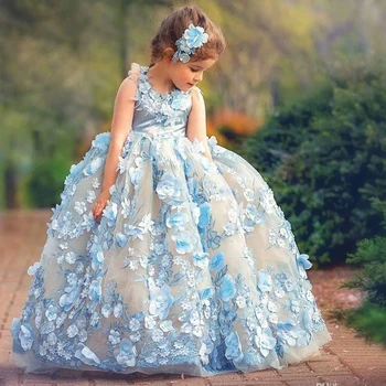 Роскошные платья принцессы и цветочницы с открытой спиной, Праздничное платье для Дня рождения, Детское платье для причастия, детская вечеринка